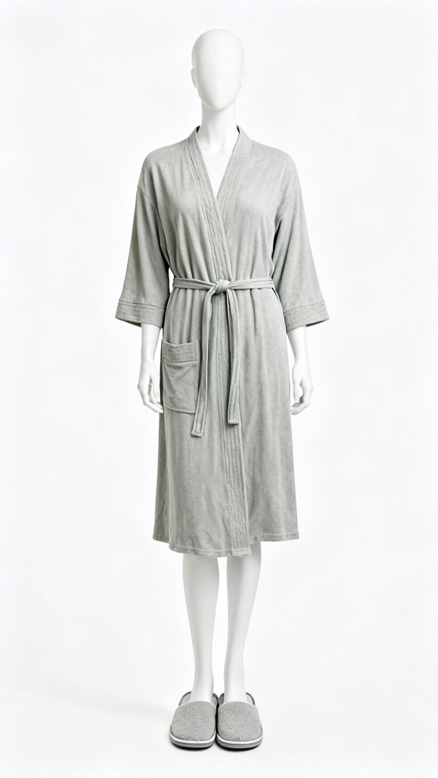 Grey Cotton Wrap Robe